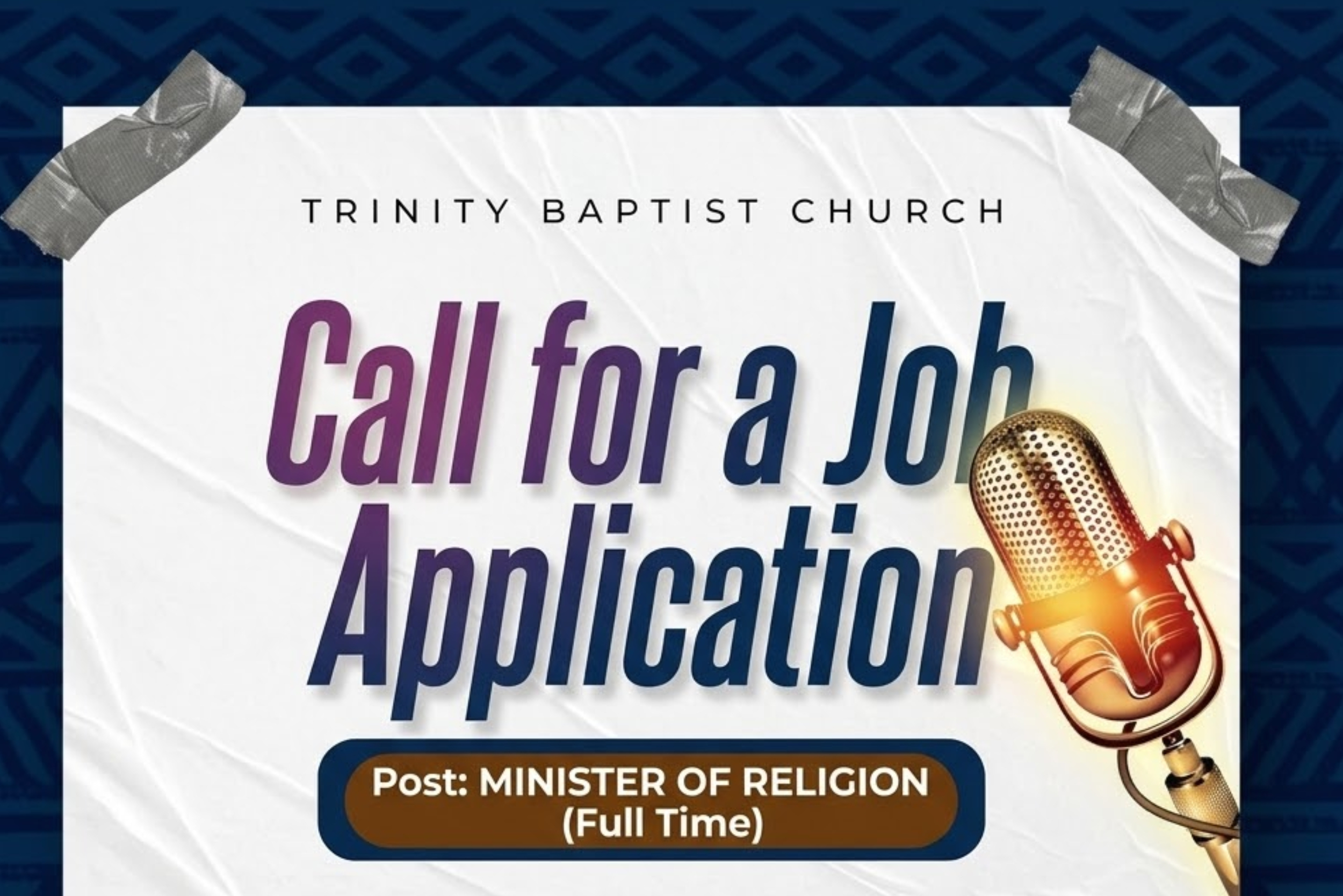 Job Advertisement for the post of Minister of Religion (Full Time)